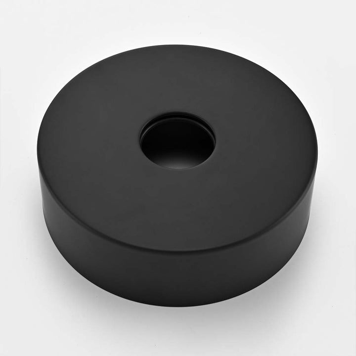 Matte black base cover detail for outdoor shower system