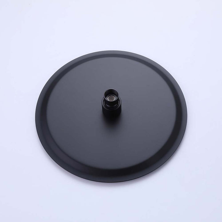 Matte black rain shower head back view for shower system