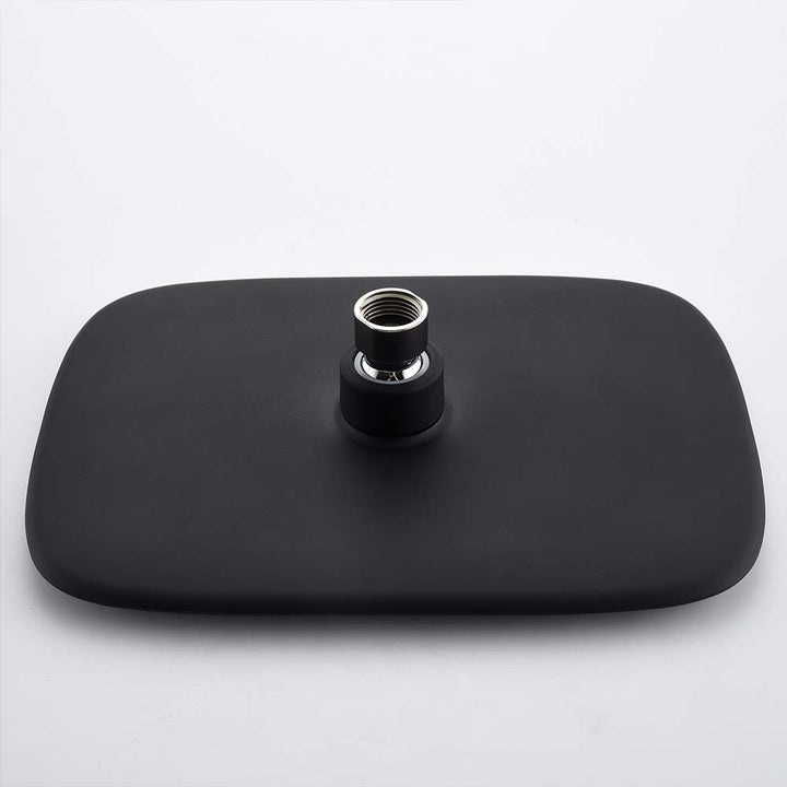 Matte black rain shower head back view