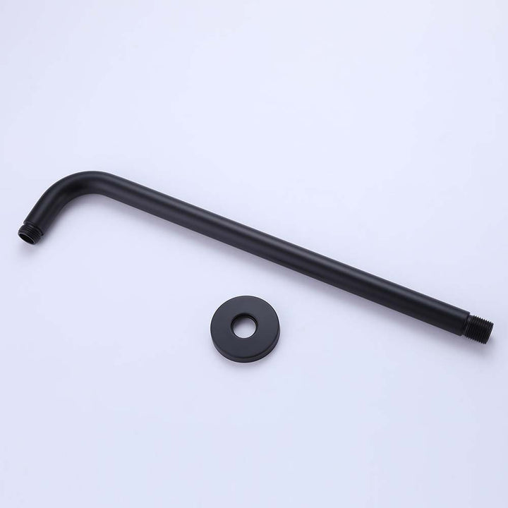Matte black shower arm with flange for wall-mounted rain shower
