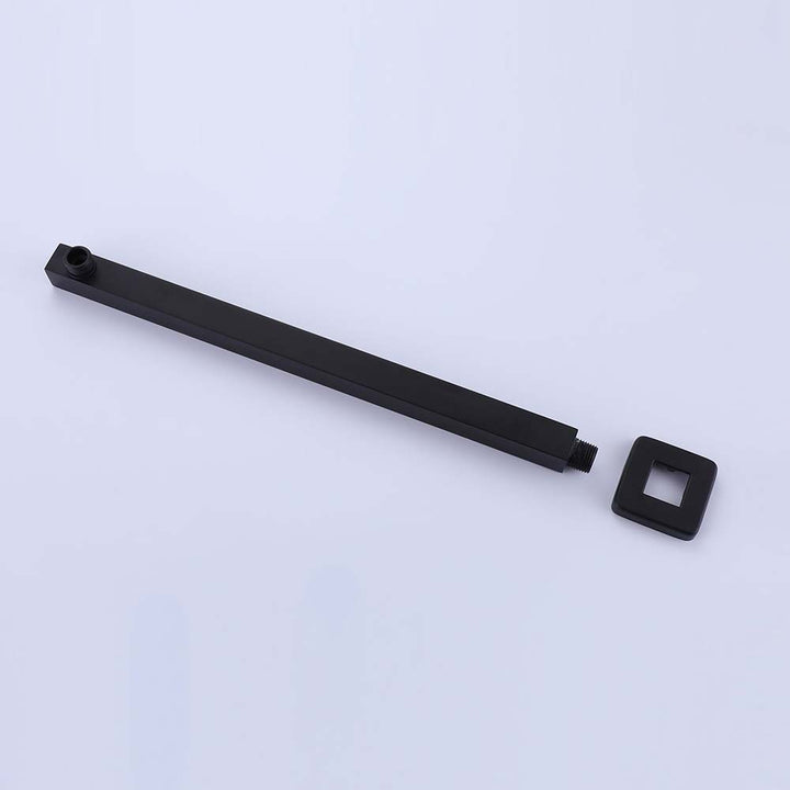 Matte black shower arm with flange for shower system