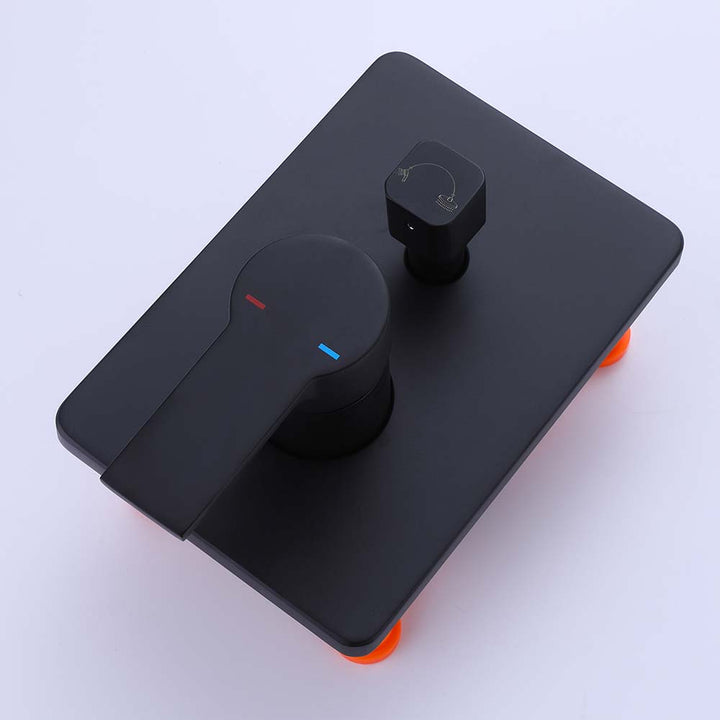 Matte black shower mixer valve with hot and cold control handle