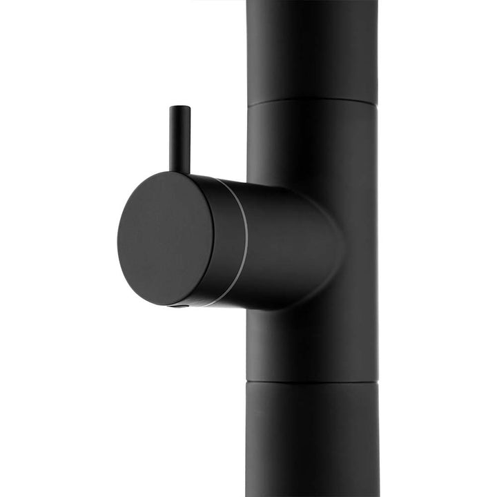 Matte black outdoor shower temperature control handle
