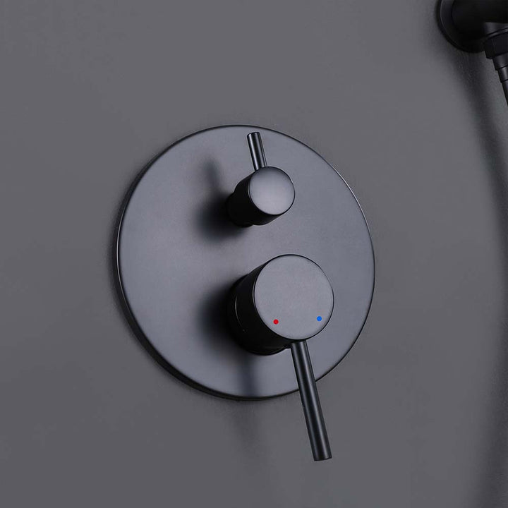 Matte black shower valve with hot and cold water control knob