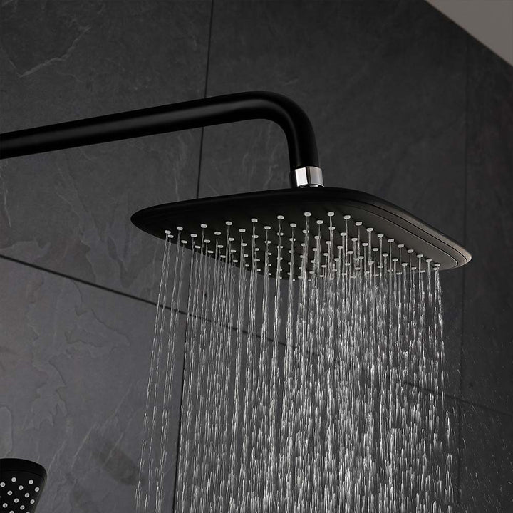 Matte black square rain shower head