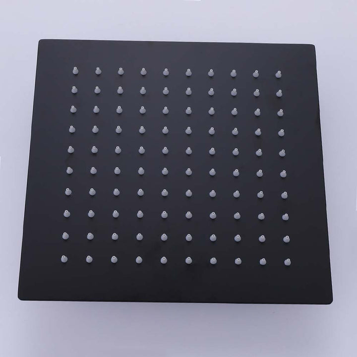 Matte black square shower head with silicone nozzles