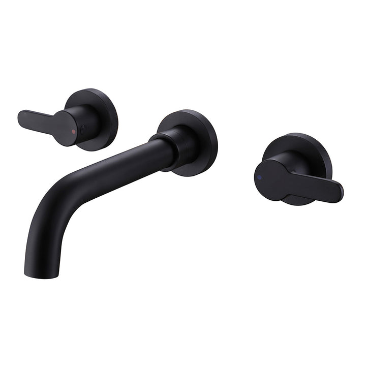 Matte black wall mounted bathroom faucet 3 hole