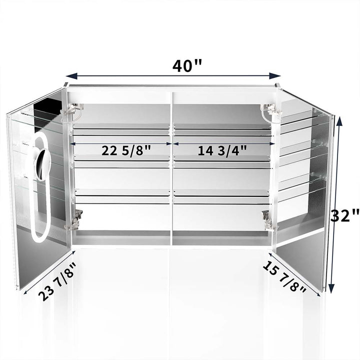 Medicine cabinet 40x32 dimensions with shelves size