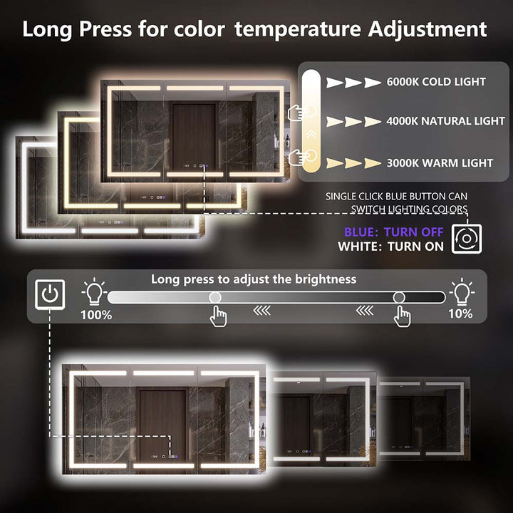 LED medicine cabinet with color and brightness adjustment