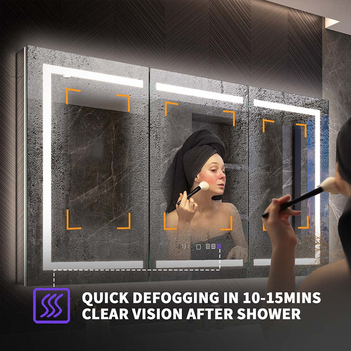 LED medicine cabinet with fast defogging for makeup