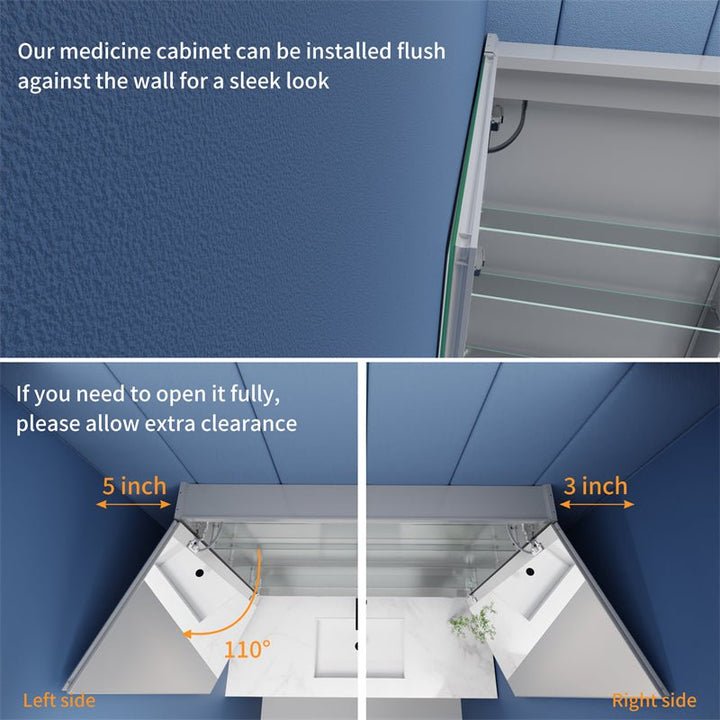 Medicine cabinet door clearance and flush wall installation guide