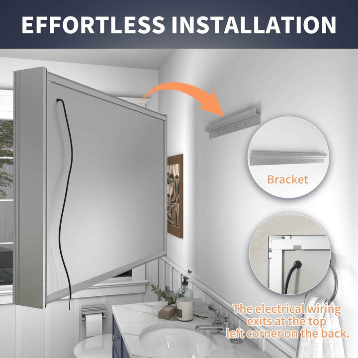 Easy Installation Medicine Cabinet with Back Wiring Design