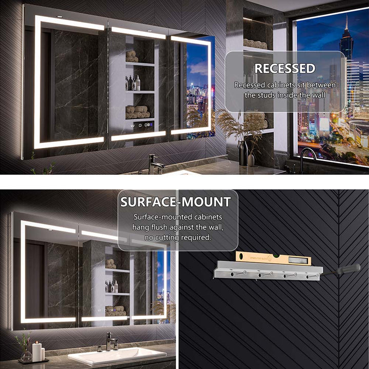 Medicine cabinet recessed and surface mount installation