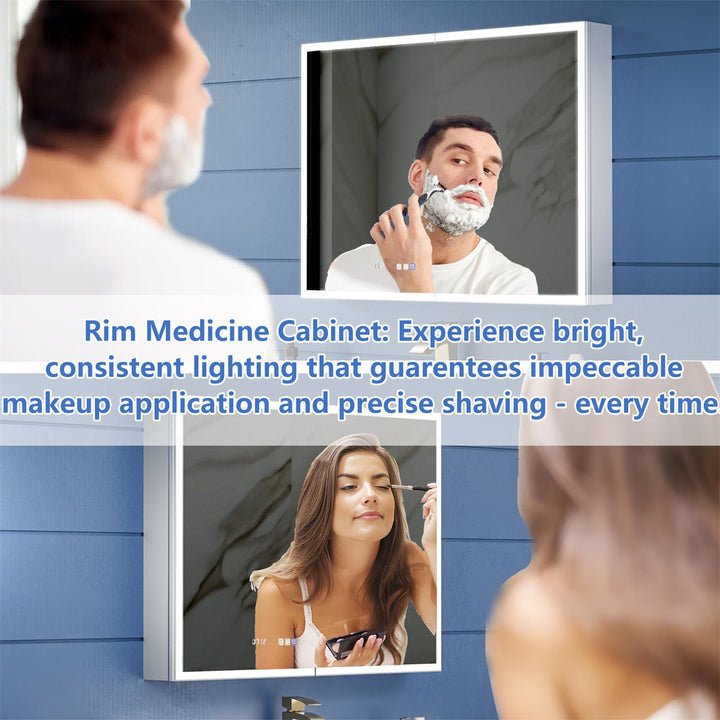 Medicine cabinet with LED lighting ideal for shaving and makeup use
