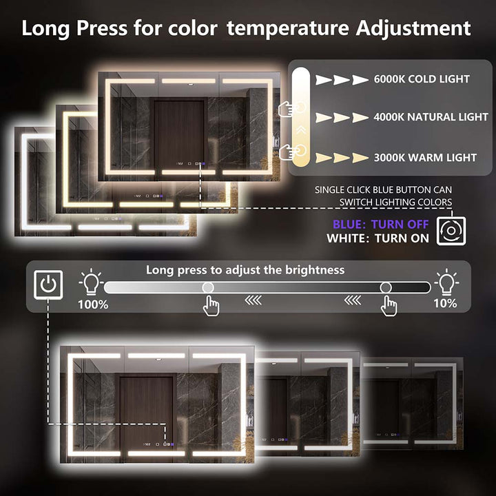 LED medicine cabinet with color and brightness adjustment