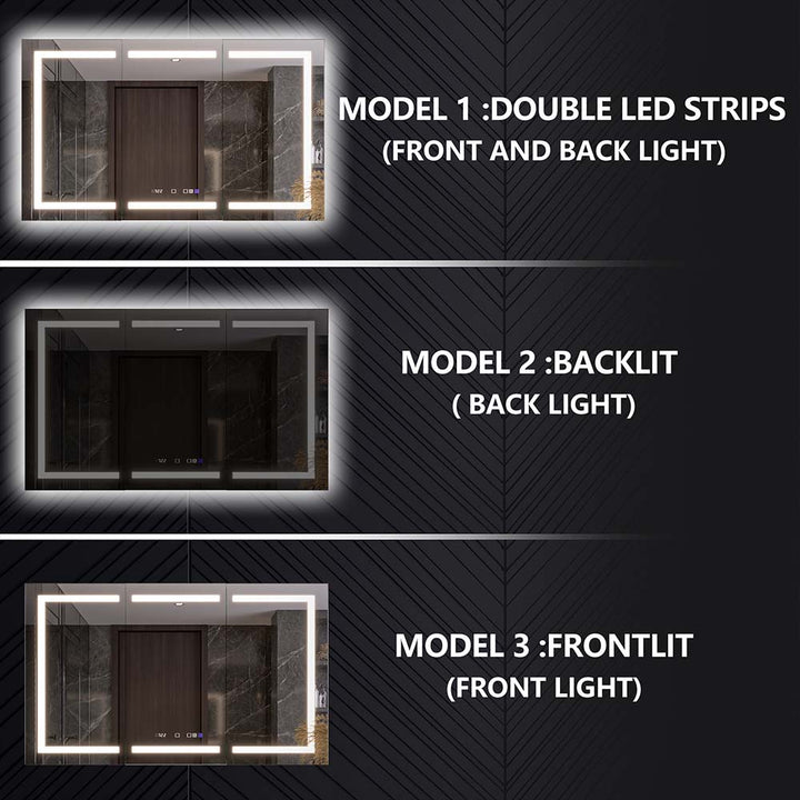 Medicine cabinet lighting: front, back, and double LED