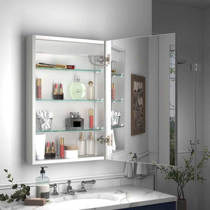 Medicine Cabinet with Open Door and Organized Storage