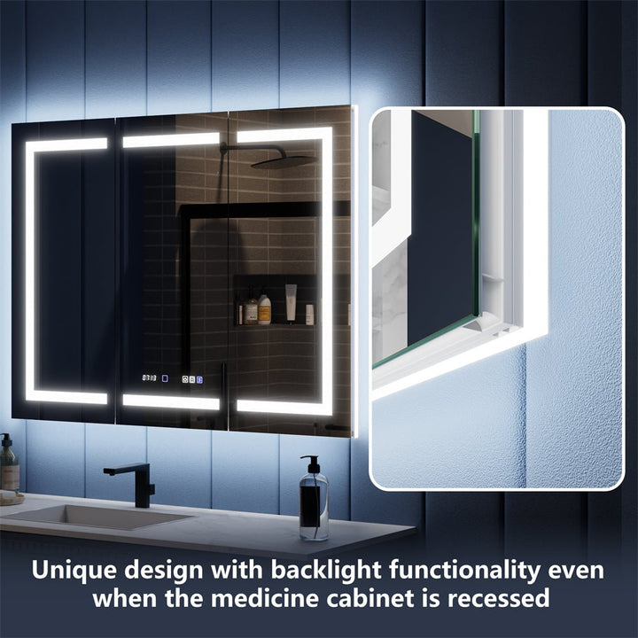 Recessed LED medicine cabinet with continuous backlight