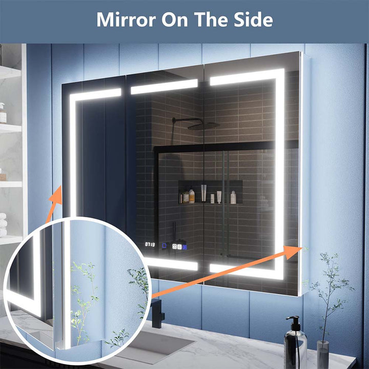 Medicine cabinet with side mirror panel design