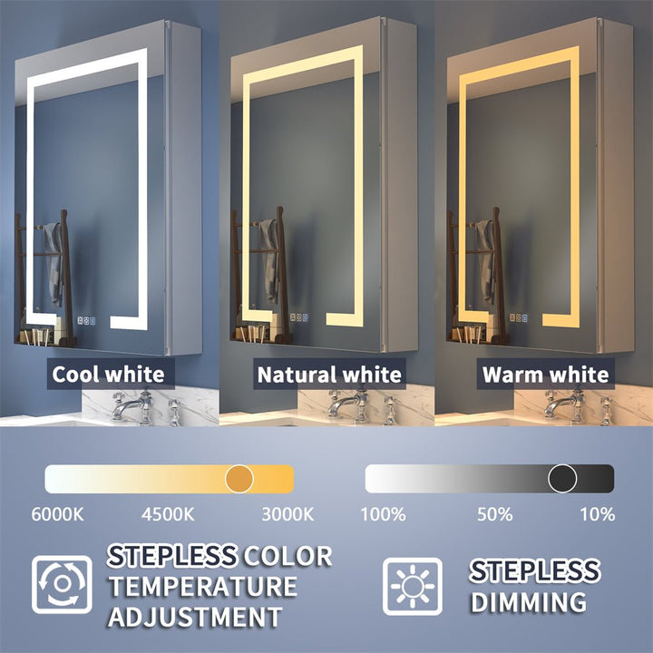 Medicine cabinet with hidden embedded installation vs standard design