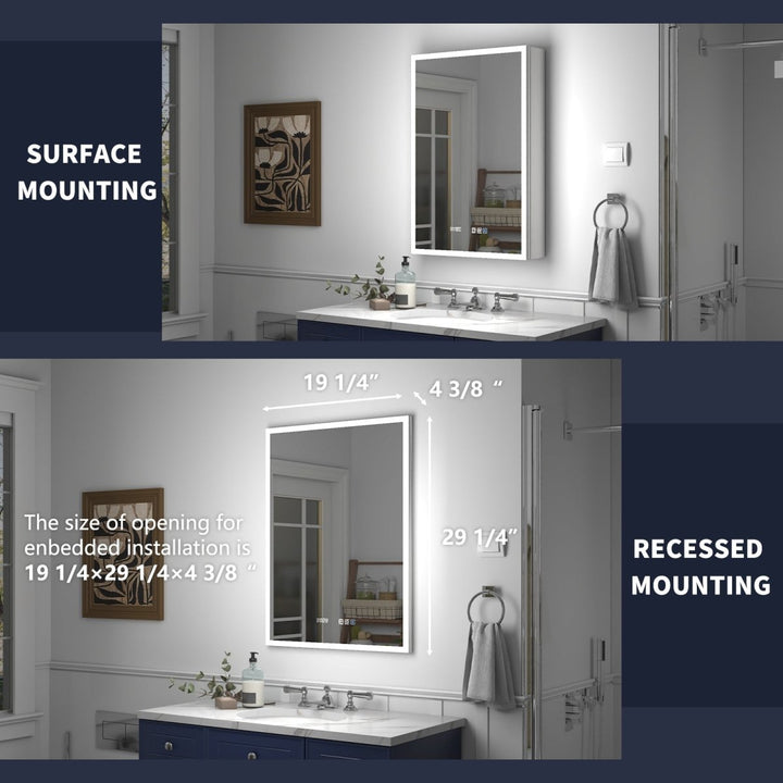 Medicine Cabinet Surface and Recessed Mounting Options