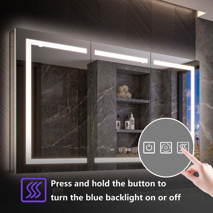 Medicine cabinet touch button for backlight control