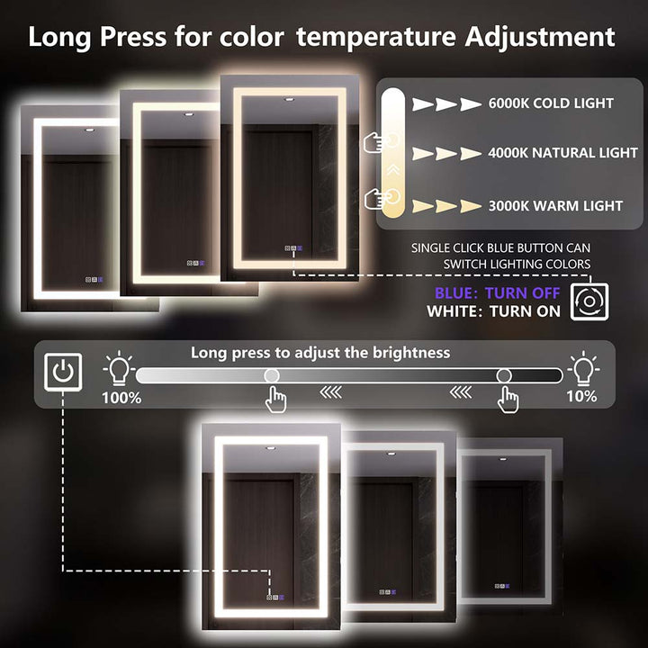 Medicine cabinet with backlight LED dimmable color temperature light