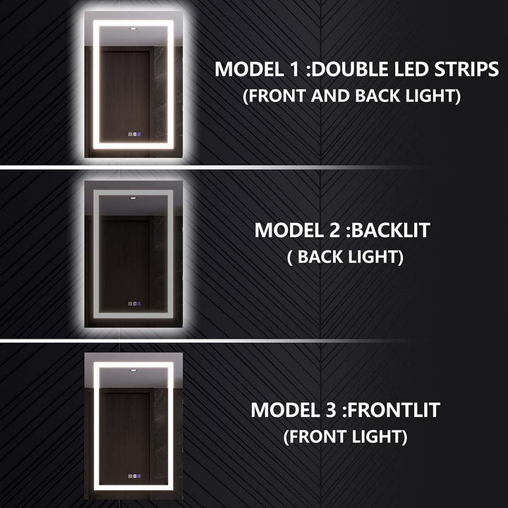Medicine cabinet with backlight LED mirror front and back light modes