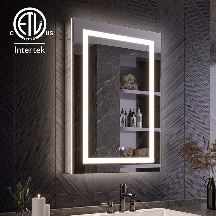 Medicine cabinet with backlight LED mirror ETL certified for bathroom