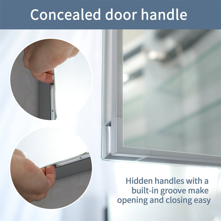 Medicine cabinet featuring concealed door handles with a built-in groove, making opening and closing easy.