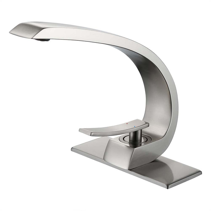 Modern bathroom faucet single handle brushed nickel design