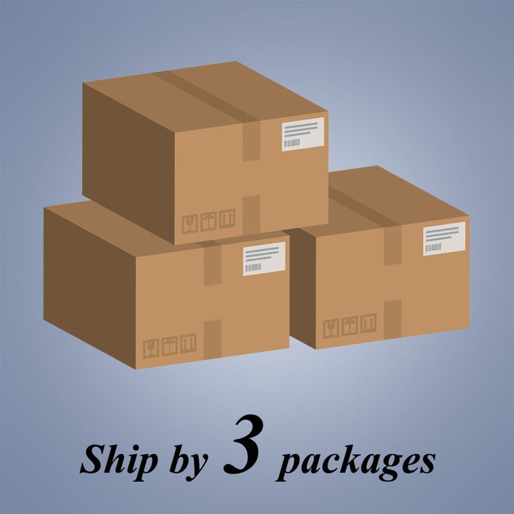 This modern bathroom medicine cabinet ships in 3 separate packages for secure delivery.