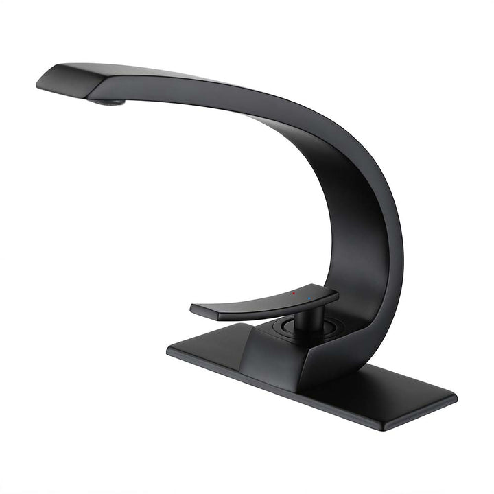Modern black bathroom faucet single handle matte finish main image