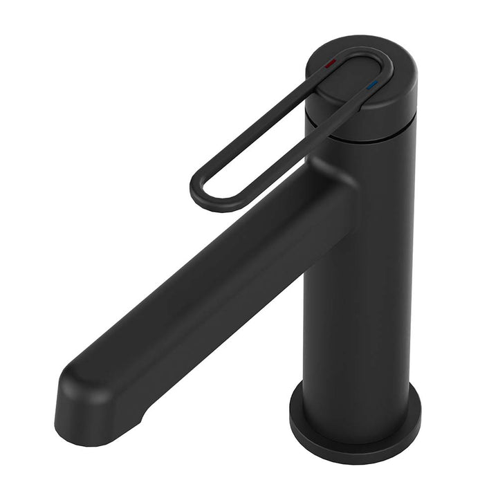 Modern matte black single hole bathroom faucet with loop handle