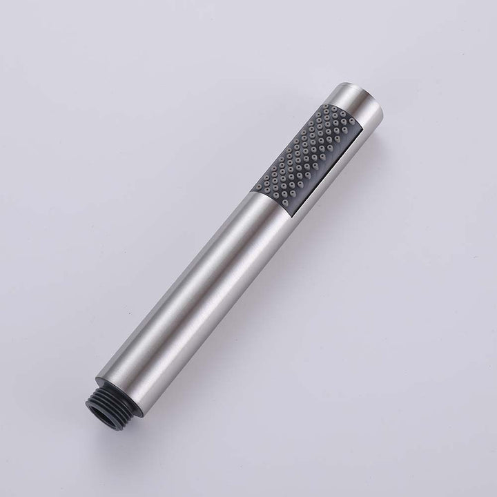 Slim handheld showerhead for modern outdoor shower system