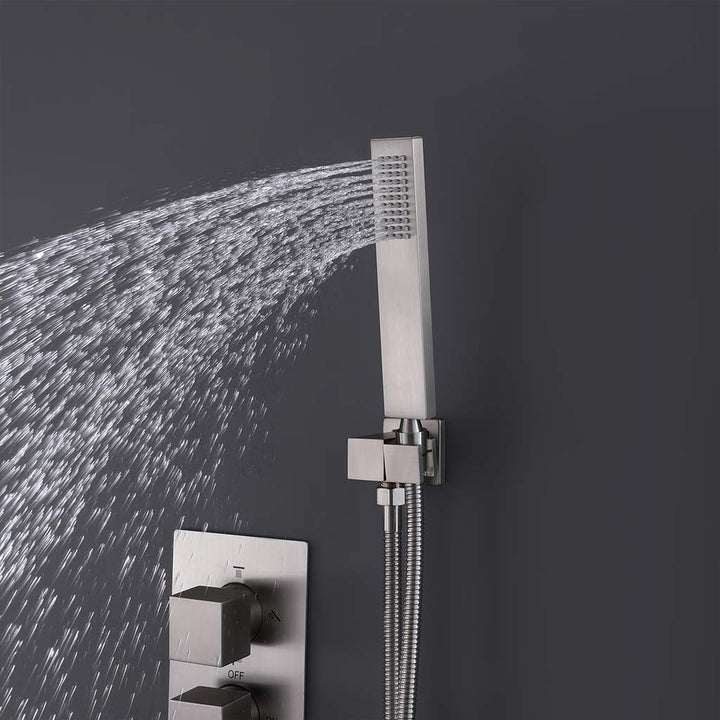 Modern shower system with handheld spray stainless steel