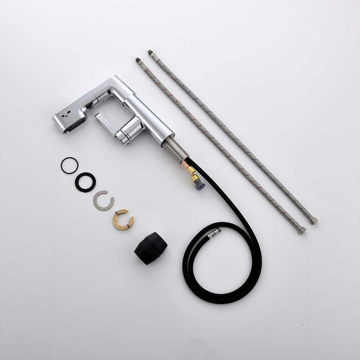 Modern smart bathroom faucet accessories with hoses, valves, and washers
