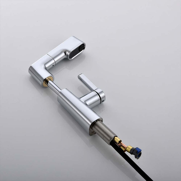 Modern smart bathroom faucet with advanced valve and hose connections