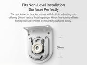 MODLAND P5 roller shade mounting bracket diagram showing vertical adjustment for uneven mounting surfaces.
