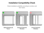 MODLAND P5 installation guide comparing sliding, outward-opening and inward-opening casement windows.