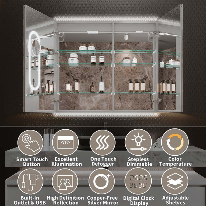 Multifunctional backlit medicine cabinets