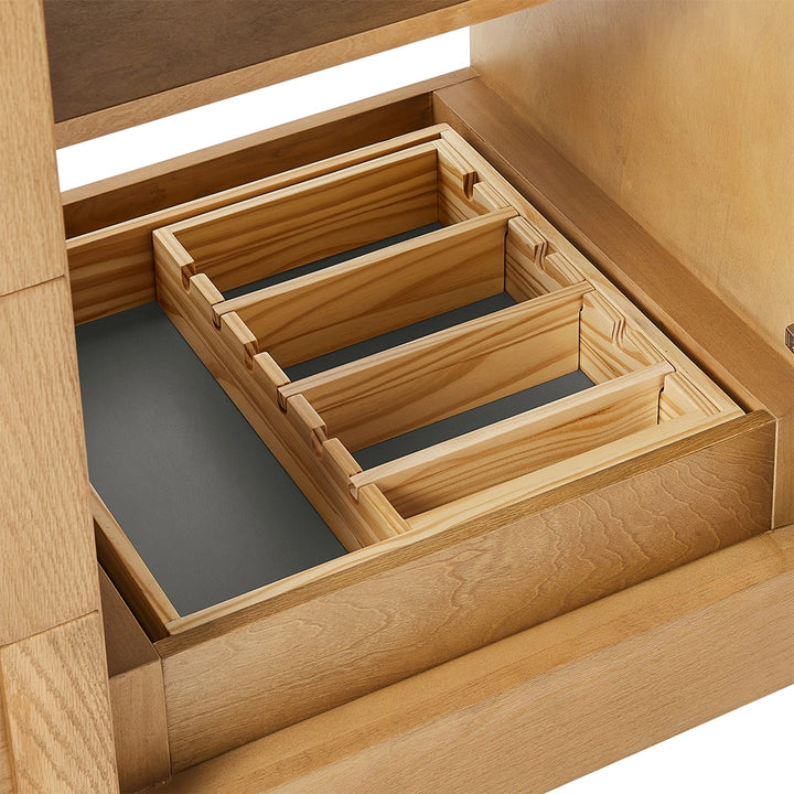 Natural oak 48 inch bathroom freestanding vanity drawer organizer