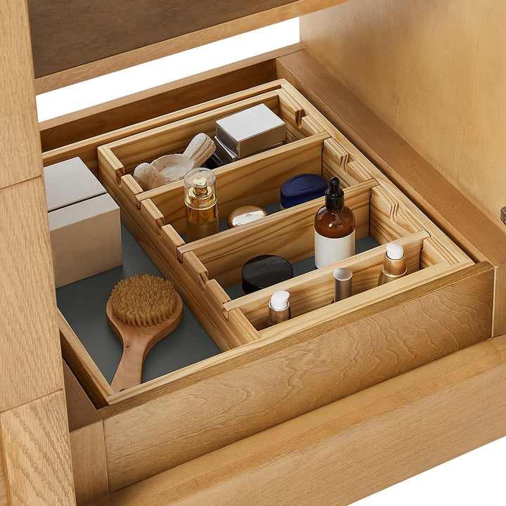 Natural oak 48 inch bathroom freestanding vanity drawer storage