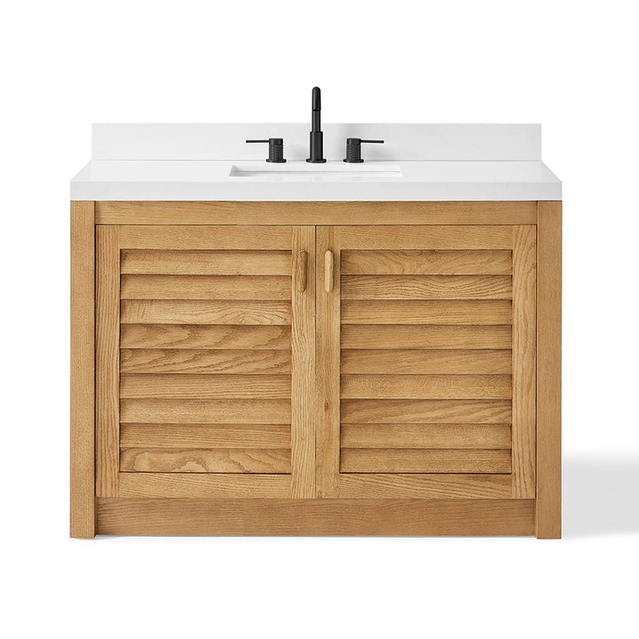 Natural oak 48 inch bathroom freestanding vanity front view