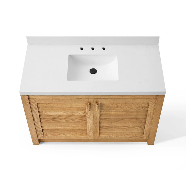 Natural oak 48 inch bathroom freestanding vanity top view