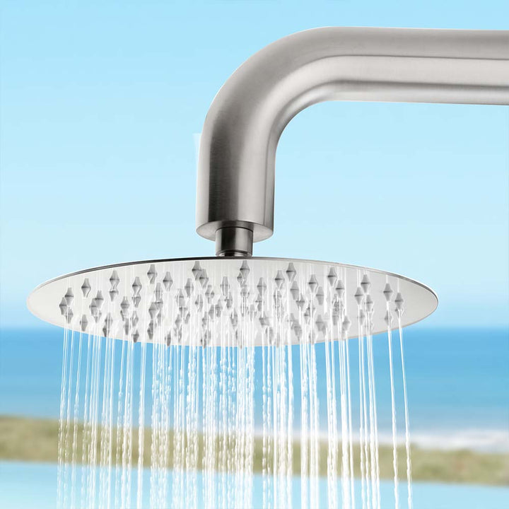 Stainless steel outdoor shower rain head for beachside use