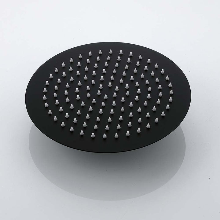 Black round rain shower head for outdoor shower system