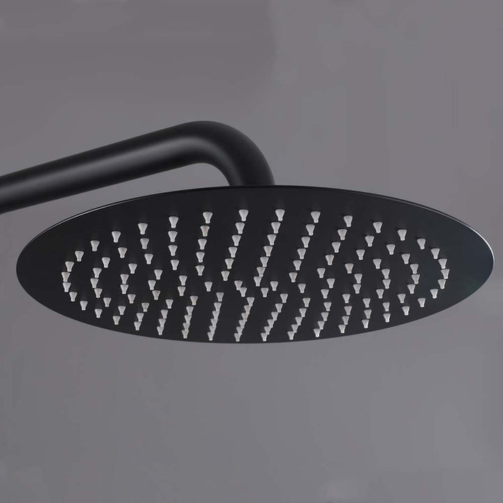 Black modern rainfall shower head for outdoor use