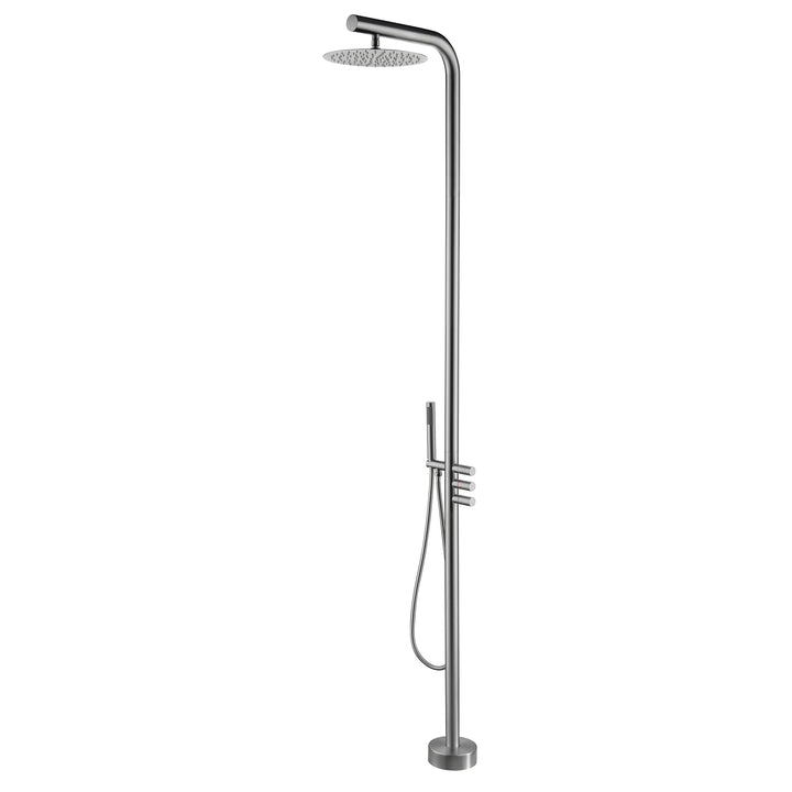 Stainless steel outdoor shower system with handheld sprayer