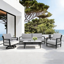 Modern 6-Piece Outdoor Conversation Set with Sintered Stone Tables
